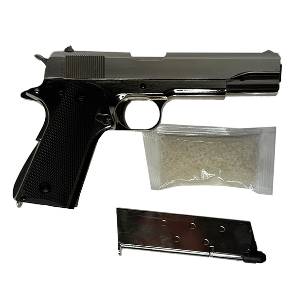 GOLDEN EAGLE 3305SV GM1911 GEL BLASTER GREEN GAS POWERED GAS BLOWBACK (Chrome)