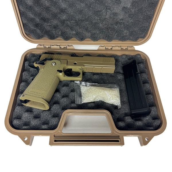 GOLDEN EAGLE 3303T REPLIQUE PISTOLET BILLE OPS M.RP HI-CAPA 4.3 GAS/CO2 POWERED BLOWBACK FULL METAL GEL BLASTER(Colour: Tan)