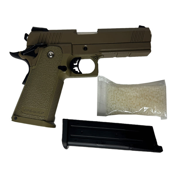 GOLDEN EAGLE 3303T REPLIQUE PISTOLET BILLE OPS M.RP HI-CAPA 4.3 GAS/CO2 POWERED BLOWBACK FULL METAL GEL BLASTER(Colour: Tan)