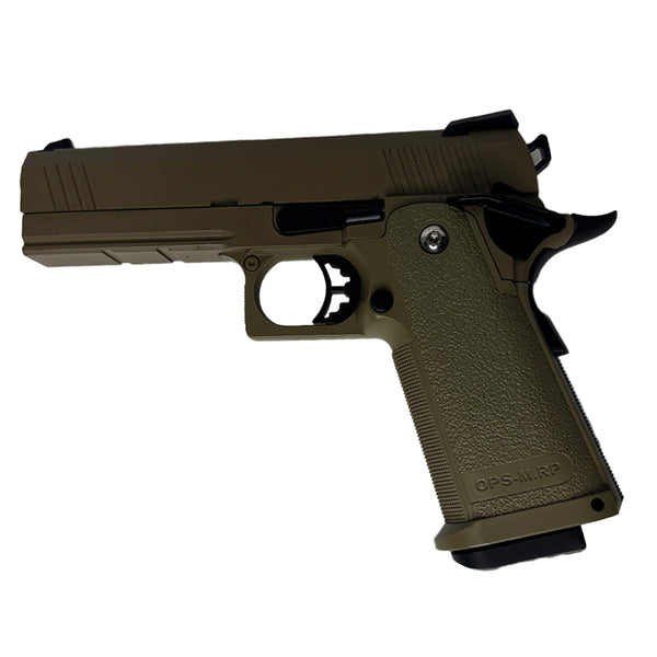 GOLDEN EAGLE 3303T REPLIQUE PISTOLET BILLE OPS M.RP HI-CAPA 4.3 GAS/CO2 POWERED BLOWBACK FULL METAL GEL BLASTER(Colour: Tan)